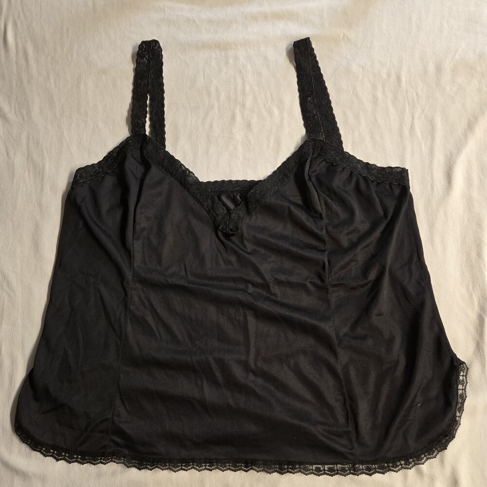 Mel-Lin Vtg Lace Trim Camisole Women Large (40 inches chest) Black Goth Grunge